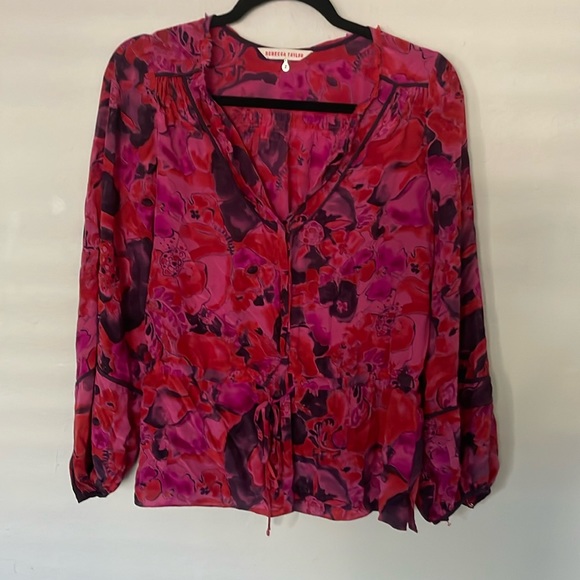 Rebecca Taylor Tops Rebecca Taylor Red Purple Silk Floral Blouse
